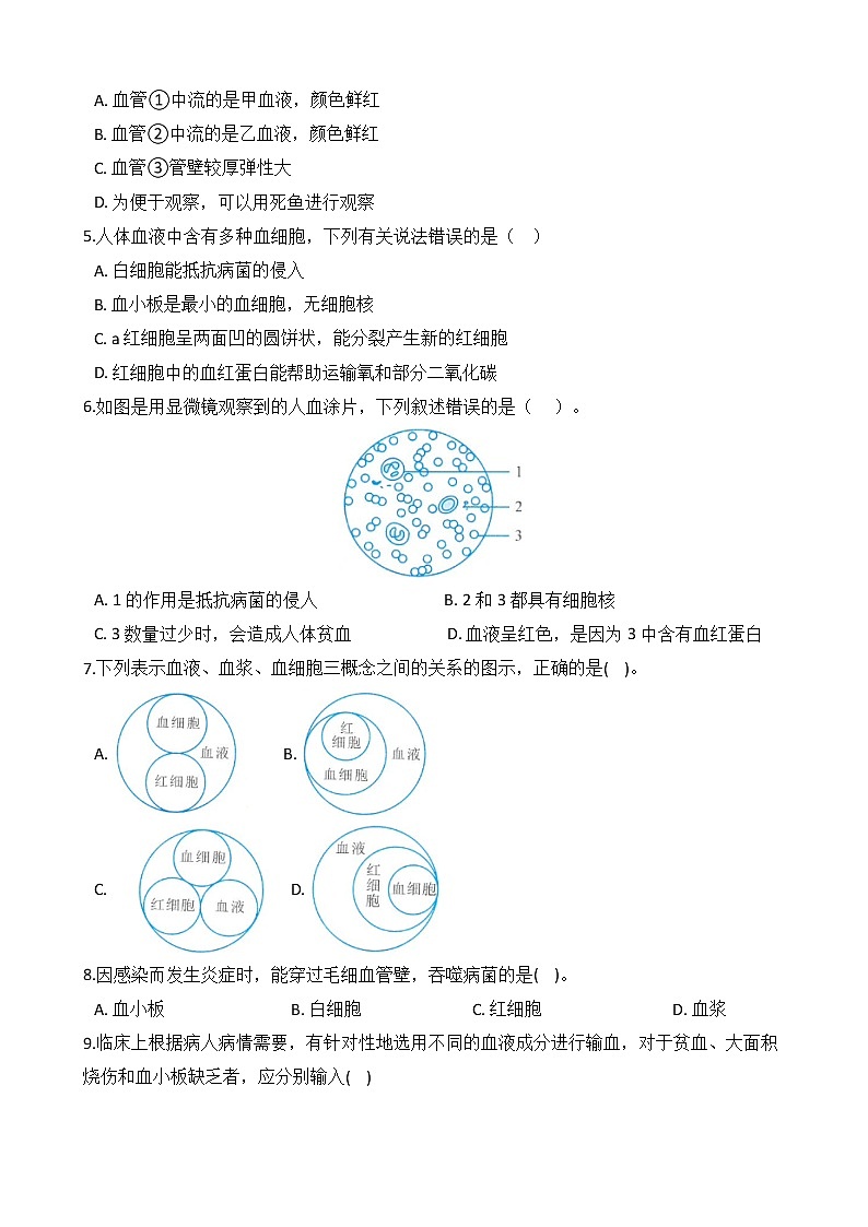 浙教版科学九年级上册 第4章 第3节 体内物质的运输（第1课时）课件PPT+教案+练习02