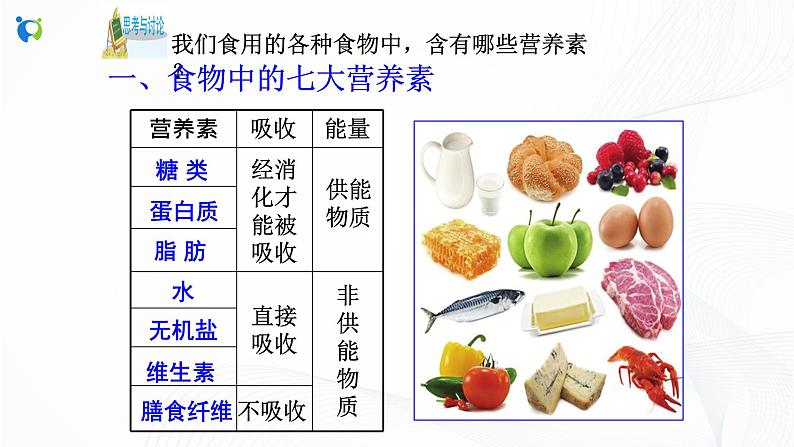 浙教版科学九年级上册 第4章 第1节 食物与营养（第1课时）课件PPT+教案+练习05