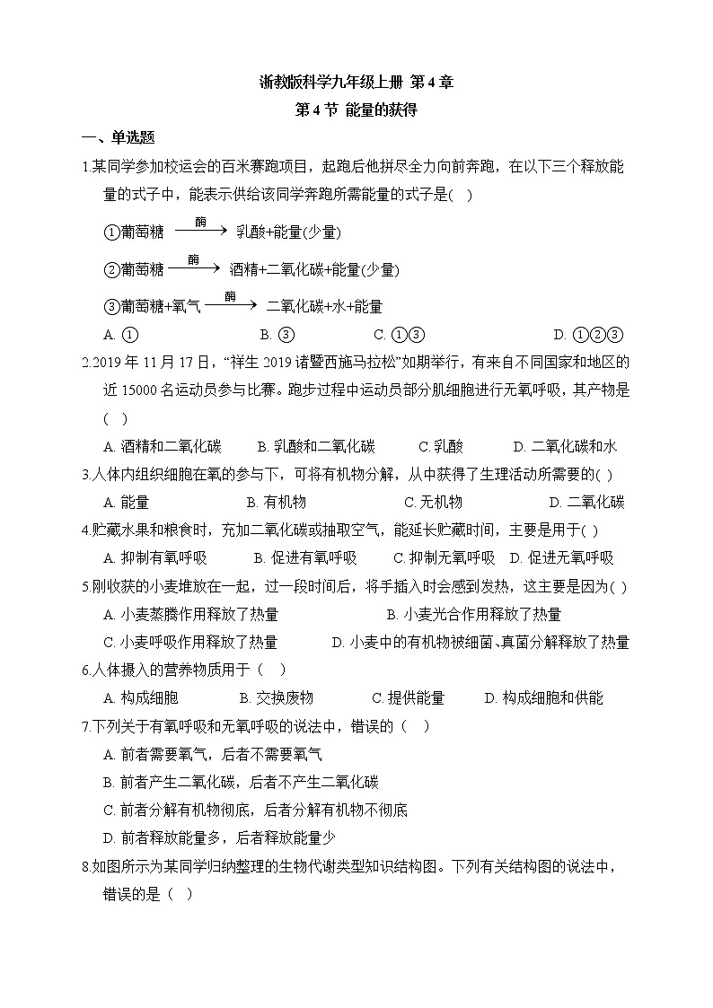 浙教版科学九年级上册 第4章 第4节 能量的获得 课件PPT+教案+练习01