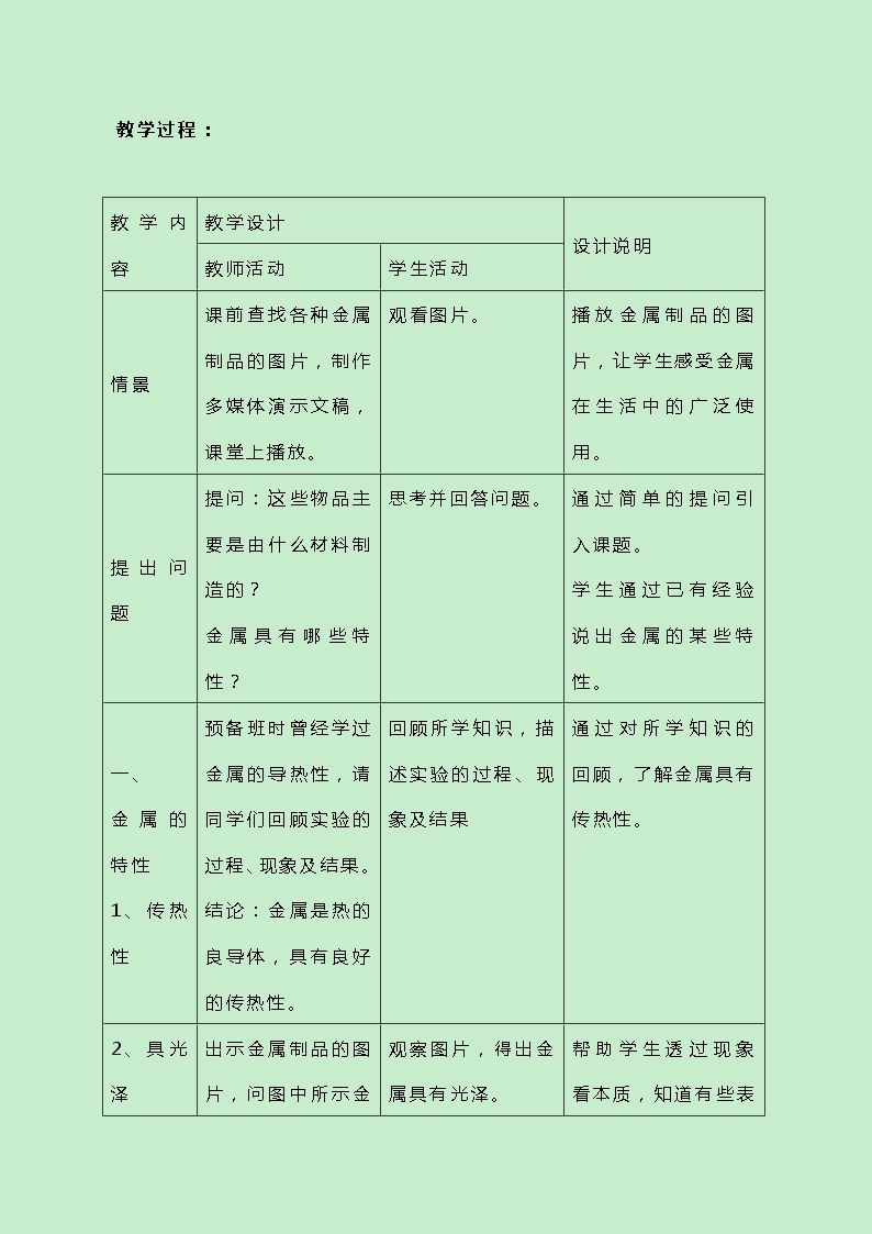 牛津上海版科学七年级下册13.3.1《金属的特性及用途》教案02