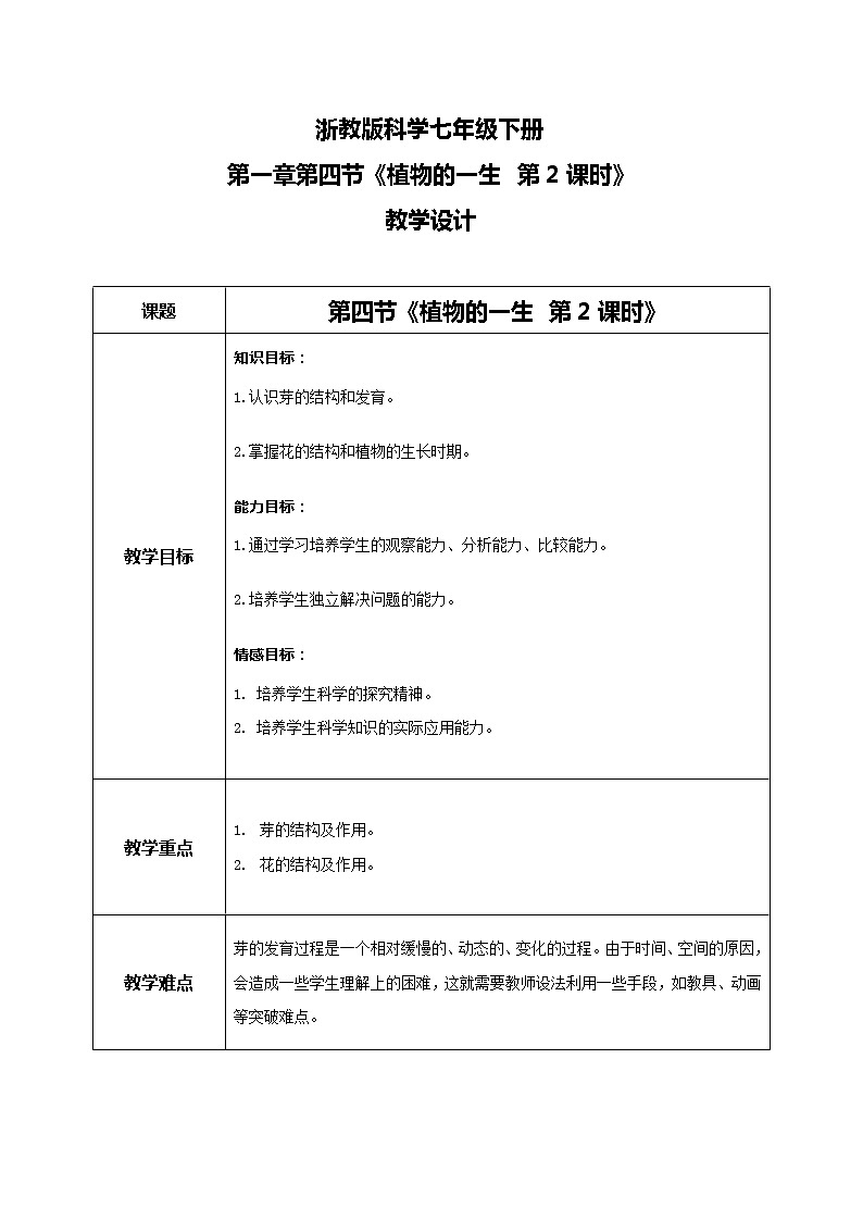 浙教版科学七下1.4《植物的一生》第二课时 课件+教案01