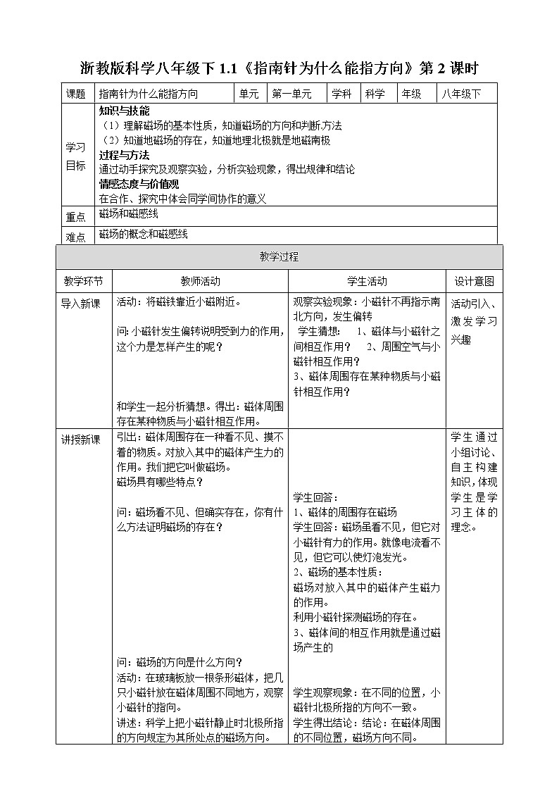 1.1《指南针为什么能指方向（第2课时 ）》 （课件+教案+练习）01