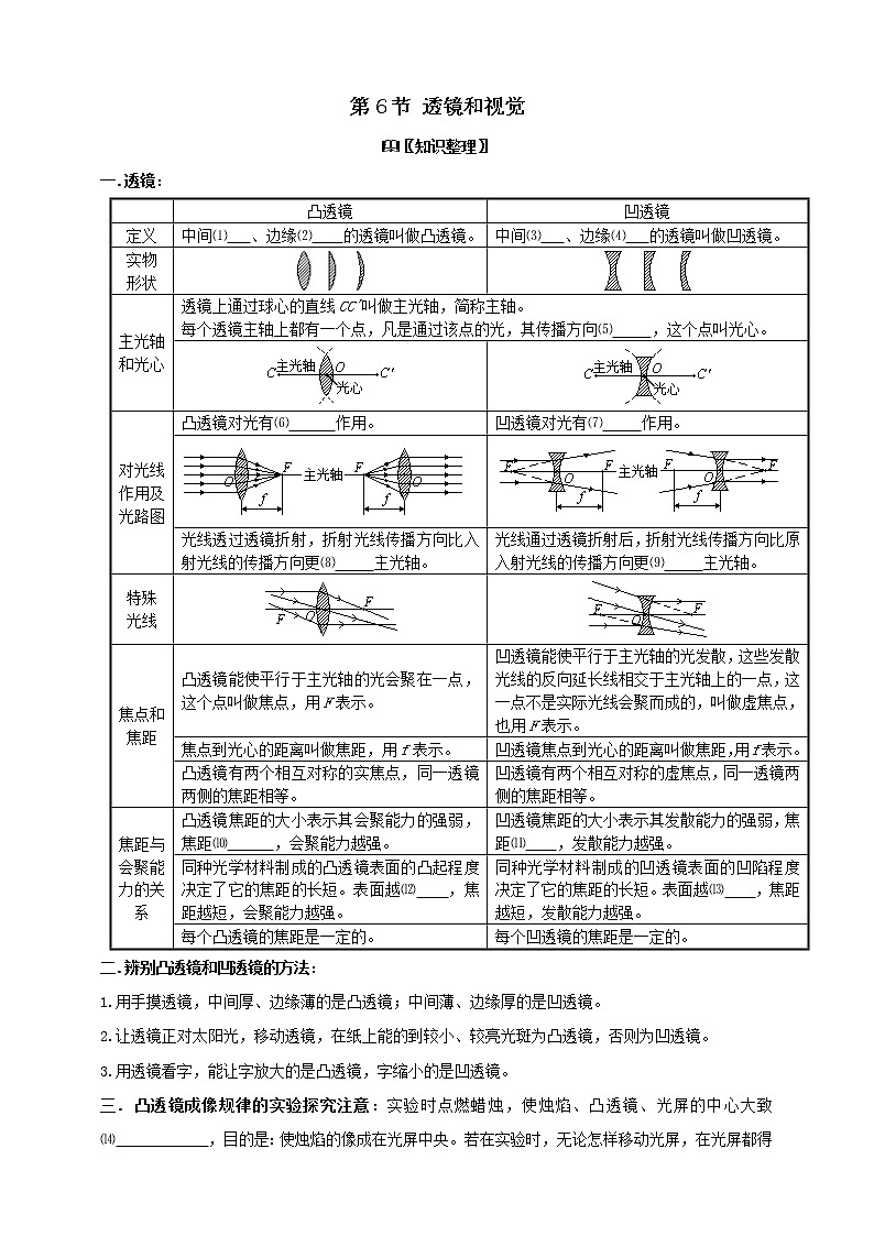 2.6透镜和视觉学案（含答案）01