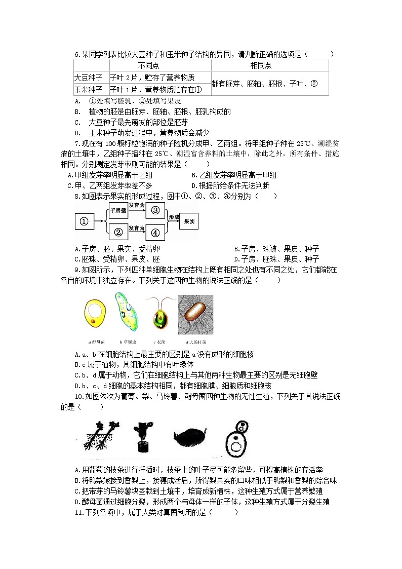 浙教版七年级下册科学期中试卷502