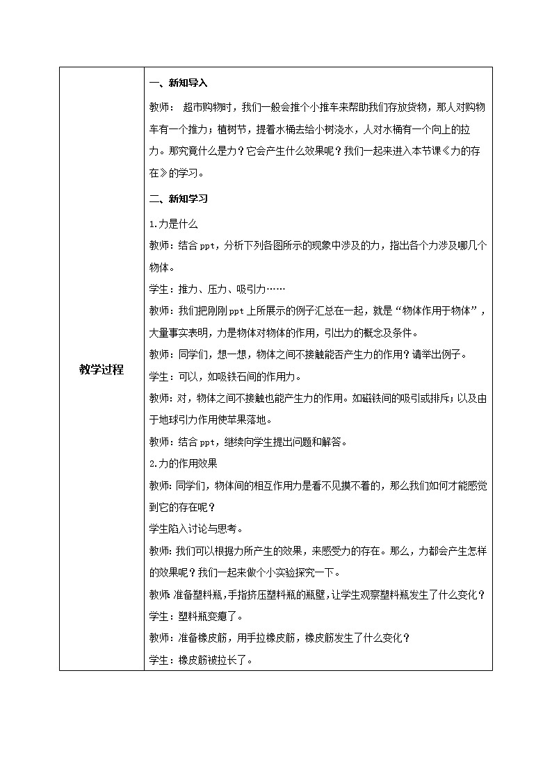《力的存在 第1课时》教学设计第2页