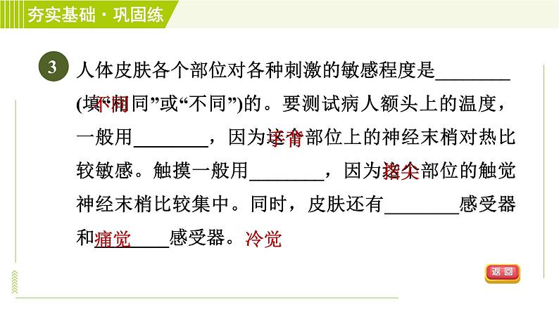 浙教版七年级下册科学 第2章 2.1感觉世界 习题课件06