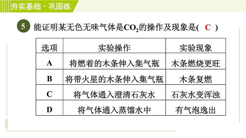 华师版七年级下册科学 第2章 4.2二氧化碳的化学性质 习题课件08