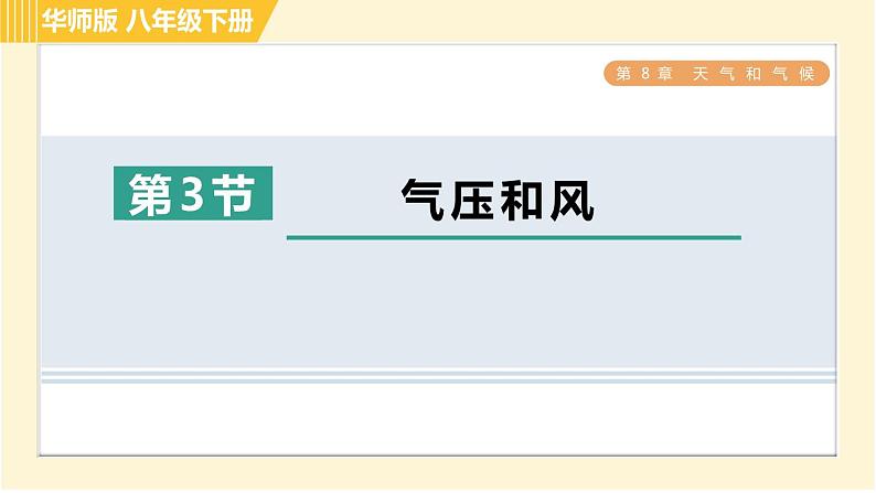 华师版八年级下册科学 第8章 8.3气压和风 习题课件第1页