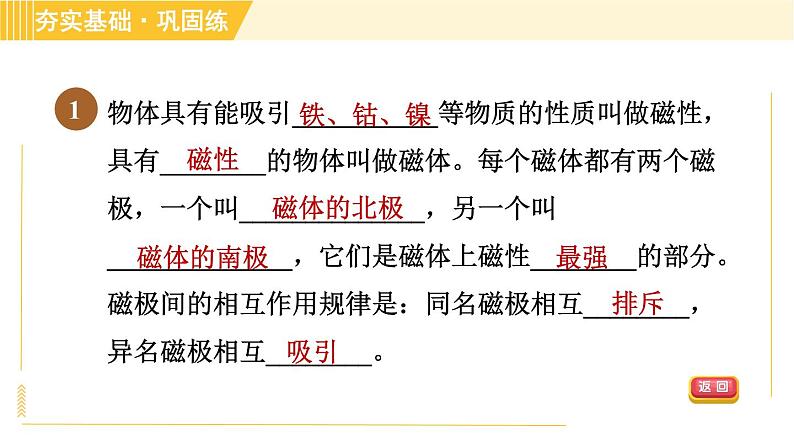 华师版八年级下册科学 第5章 5.1.1磁体　磁极 习题课件03