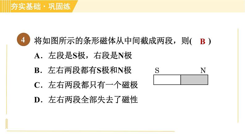 华师版八年级下册科学 第5章 5.1.1磁体　磁极 习题课件07