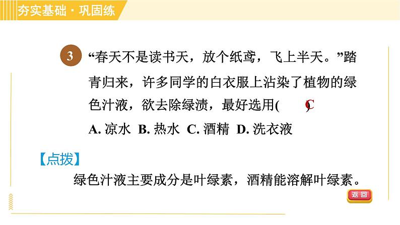 浙教版八年级下册科学 第3章 3.6.1 光合作用的原理、条件和产物 习题课件第5页