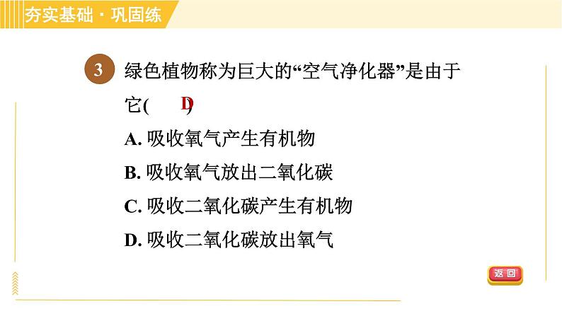 浙教版八年级下册科学 第3章 3.7 自然界中的氧循环和碳循环 习题课件第5页