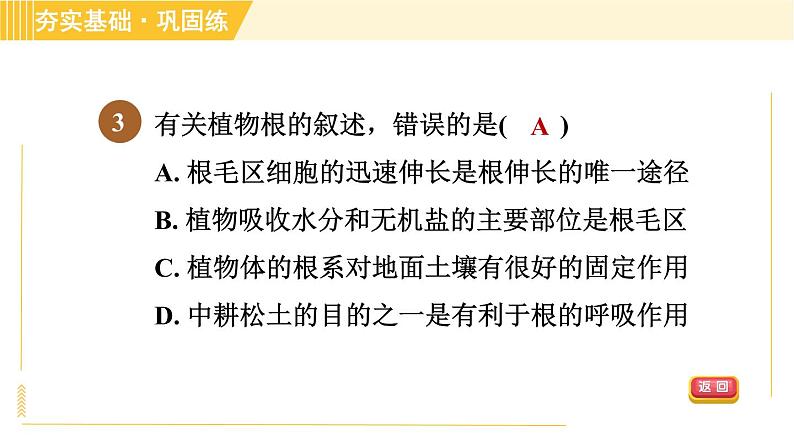 浙教版八年级下册科学 第4章 4.3.1 植物的根系、根的吸水和失水 习题课件05