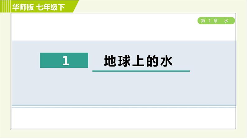 华师版七年级下册科学 第1单元 1地球上的水 习题课件第1页