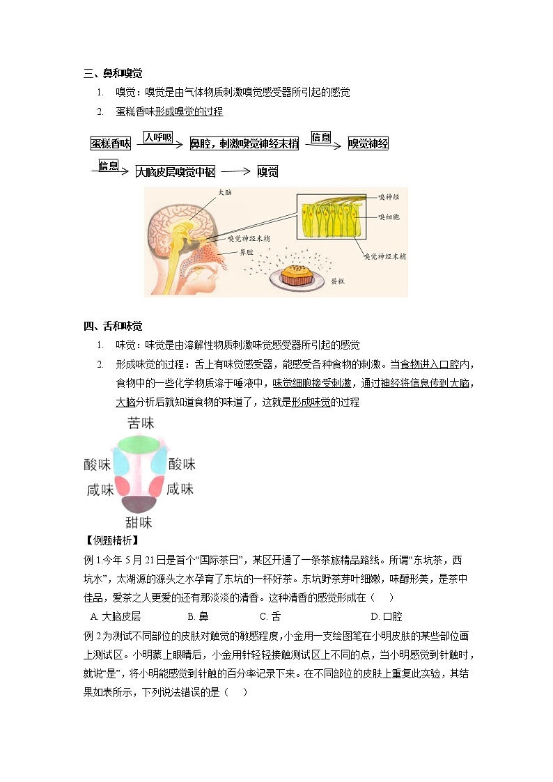 2.1 感觉世界-2020-2021学年科学七年级下册讲练测（浙教版）02