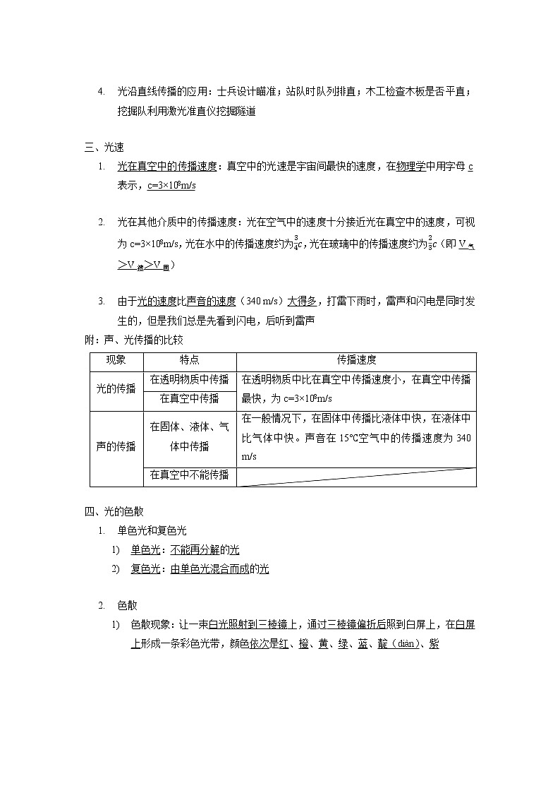 2.4 光和颜色-2020-2021学年科学七年级下册讲练测（浙教版）02