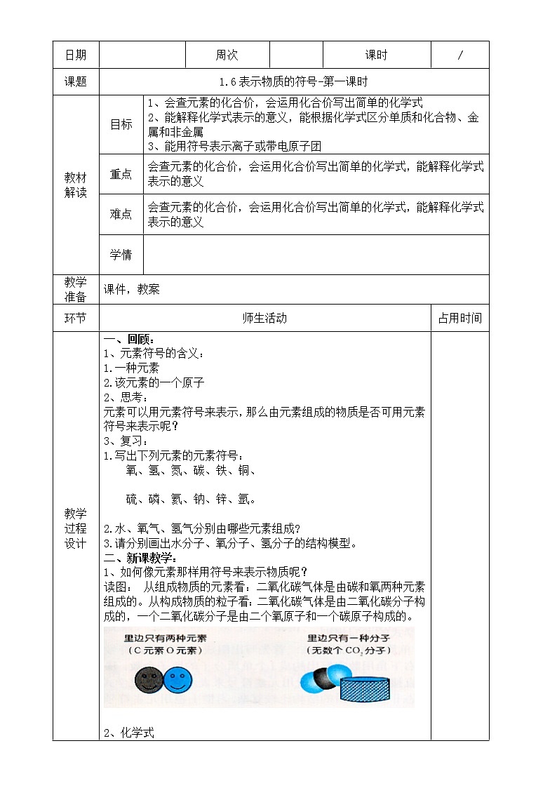 浙教版科学八年级下册 第2章 第6节 表示物质的符号（第1课时）课件PPT+教案+练习01