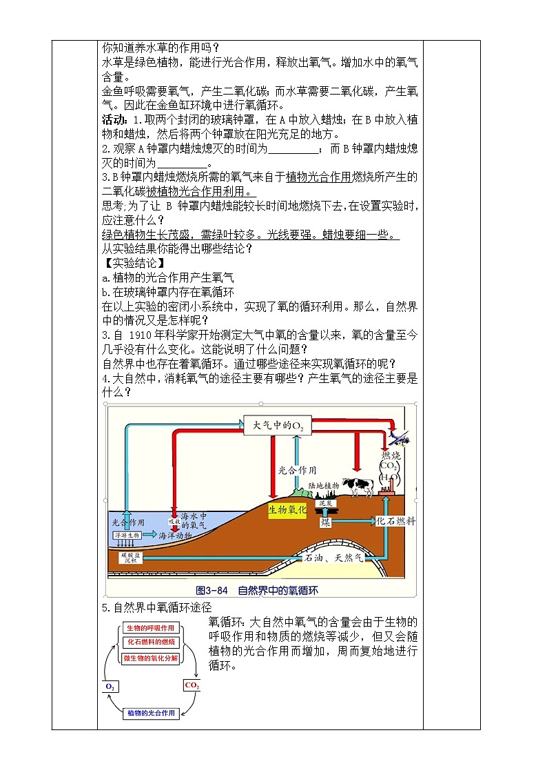 3.7 自然界中的氧循环和碳循环 教案第2页