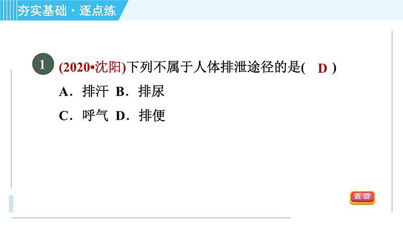 浙教版九年级上册科学 第4章 4.5.2泌尿系统与水盐平衡 习题课件03