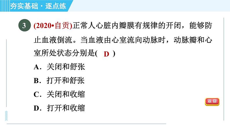 浙教版九年级上册科学 第4章 4.3.2心脏和血管 习题课件06