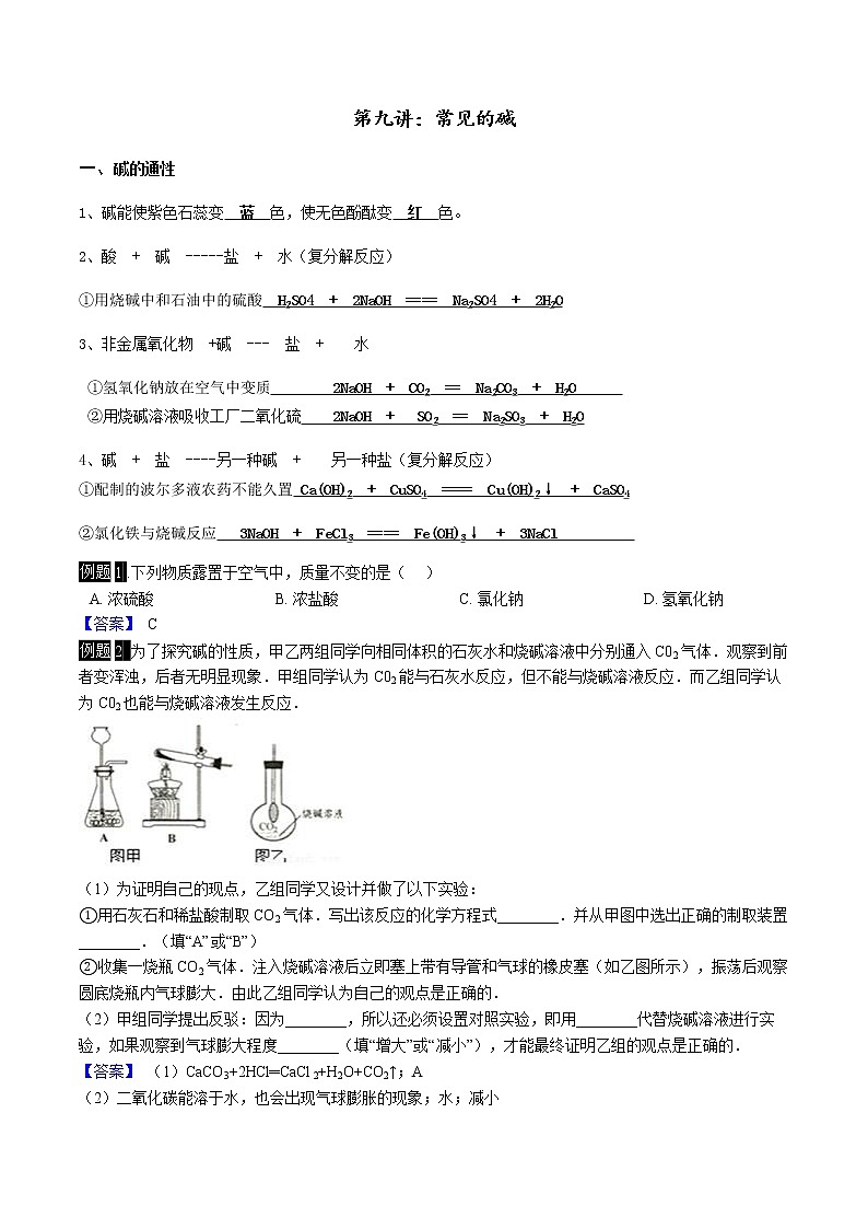 讲义第九讲：常见的碱docx学案第1页