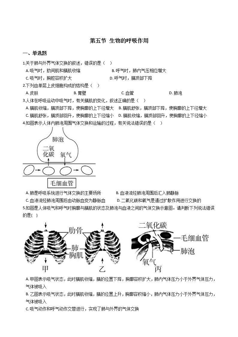 第五节 生物的呼吸作用练习题01