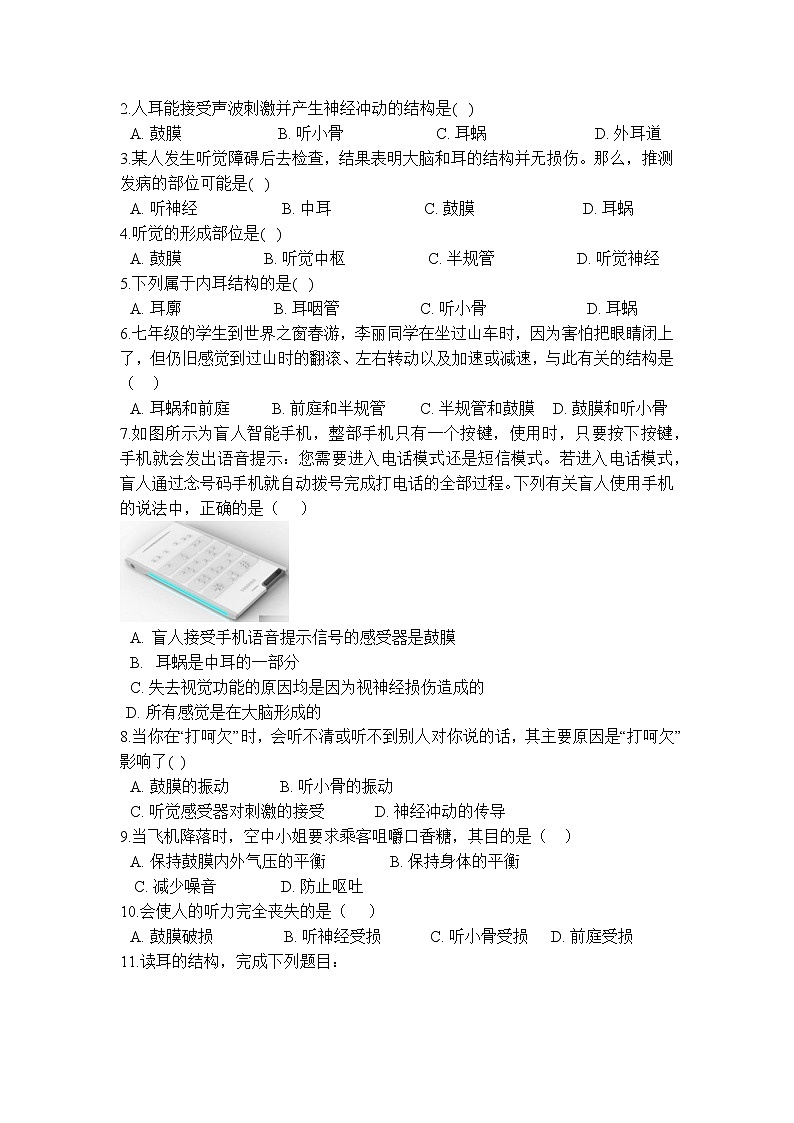 3.2 耳与听觉  学案03