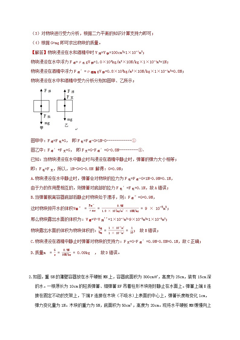 1.3浮力浮沉条件4个应用类型（力的分析）（解析）第2页