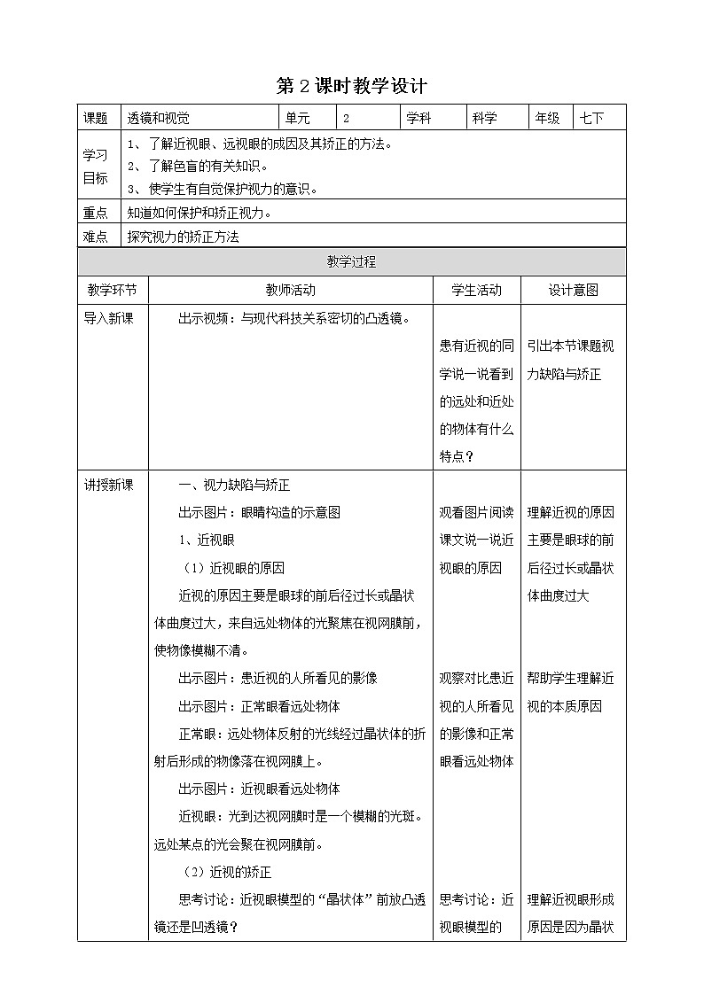 2.6 透镜和视觉（第2课时）（课件+教案+学案+练习）01