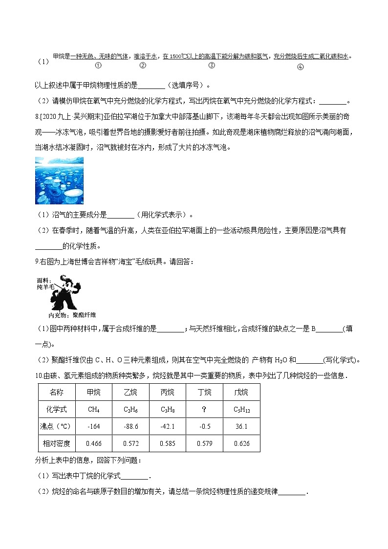 2.3 有机物和有机合成材料（第1课时）精选练习-九年级科学上册（浙教版）02
