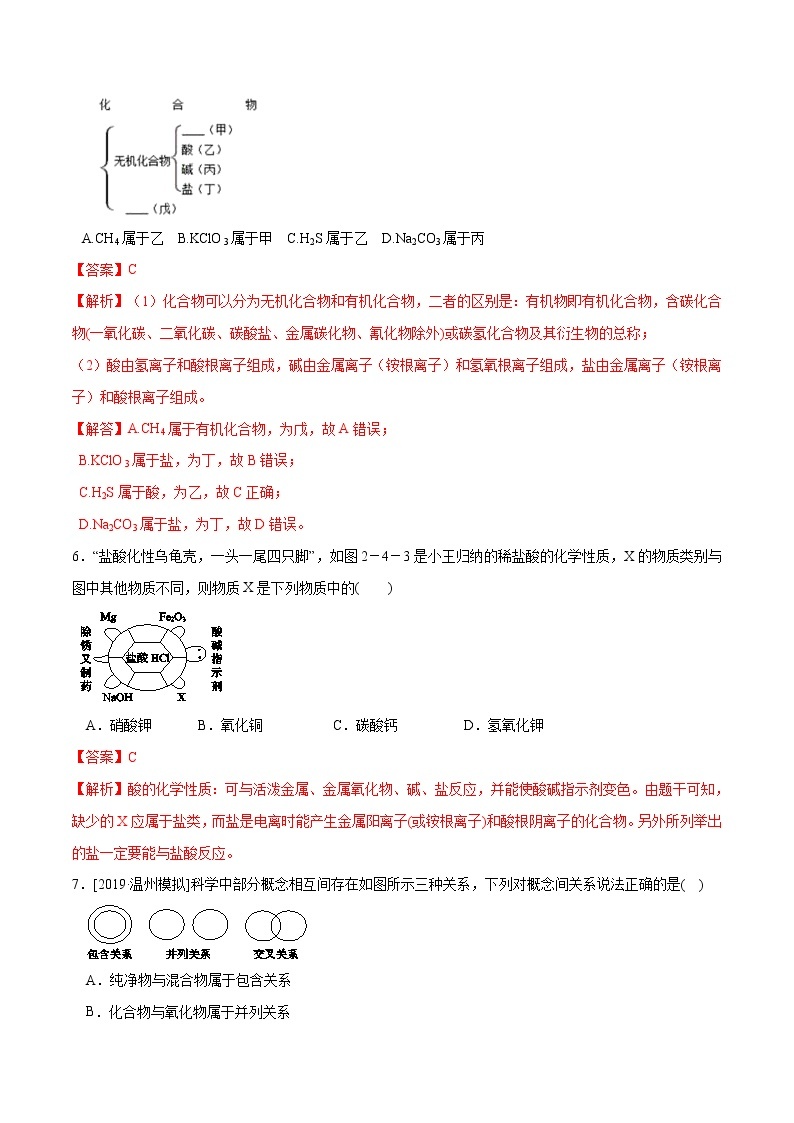 2.4 物质的分类（精选练习）-九年级科学上册（浙教版）03