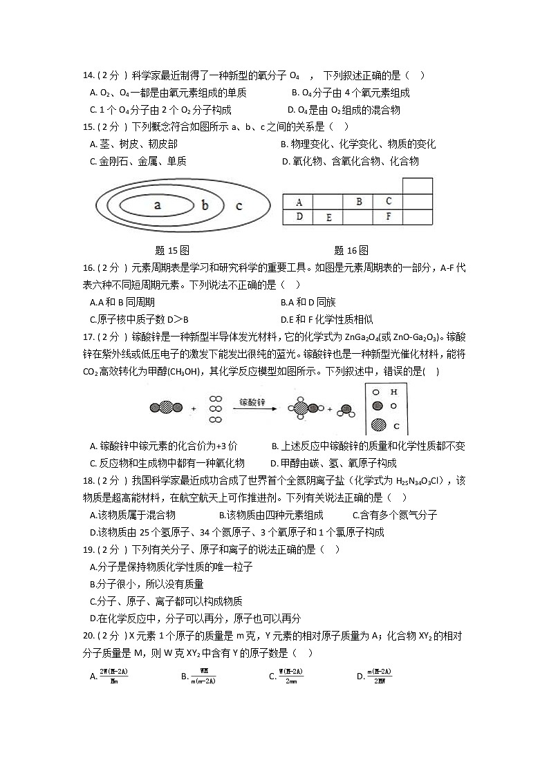 2022年华师大科学八上 第六单元 物质的构成 质量评估卷第3页