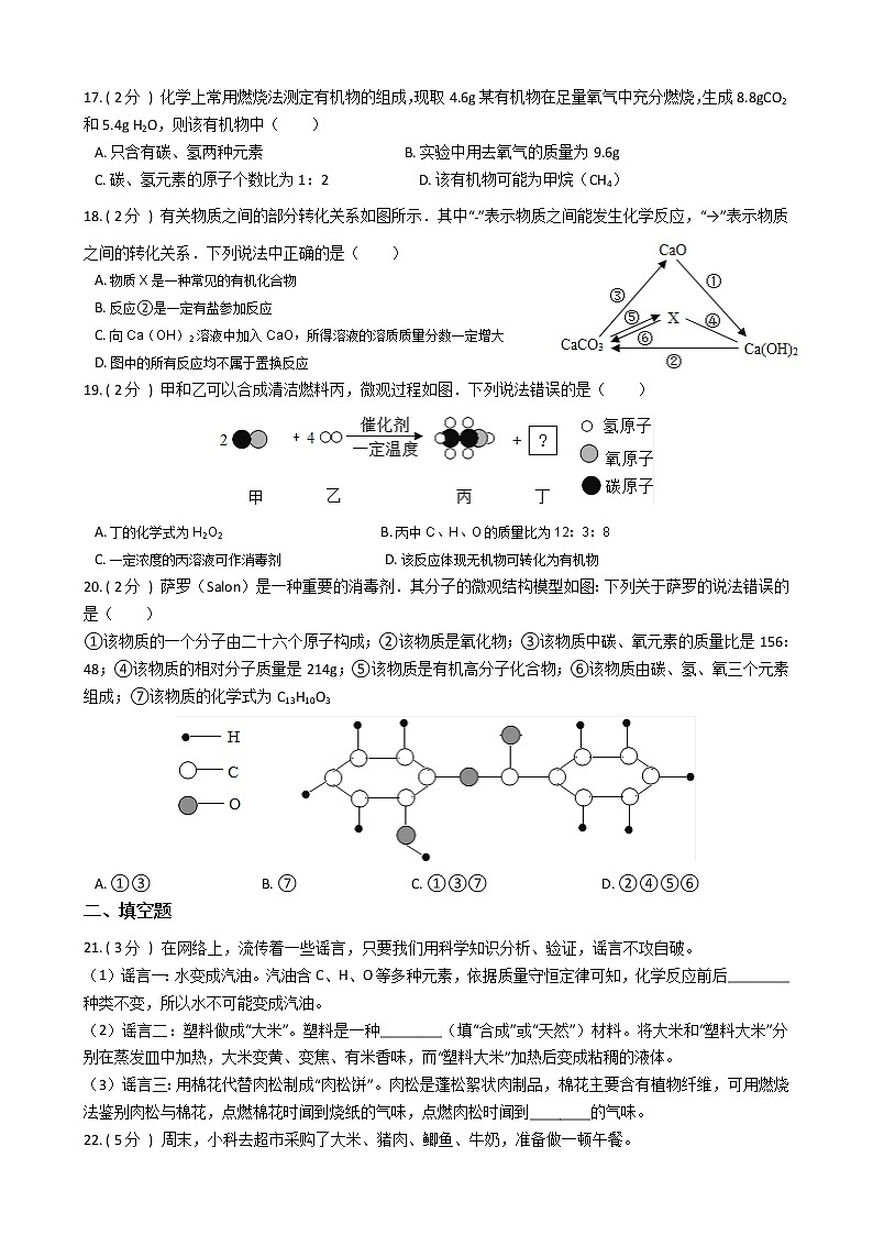 2022年华师大 科学 九上 第四单元 质量评估卷03