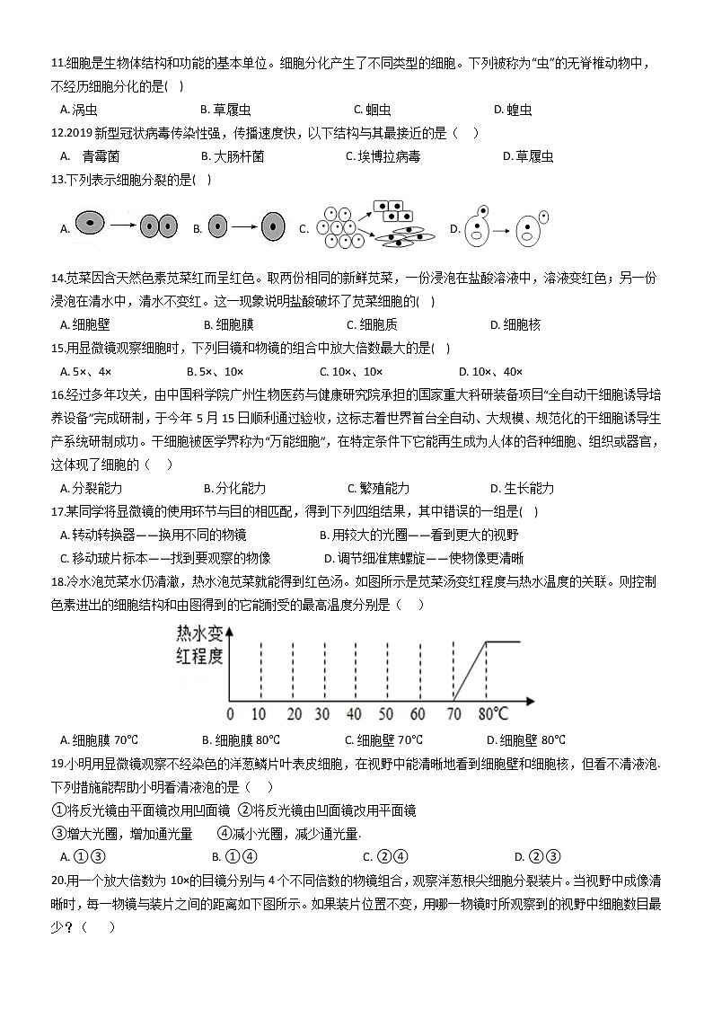 初中科学华师大生物的结构层次（前两节）同步练习第2页