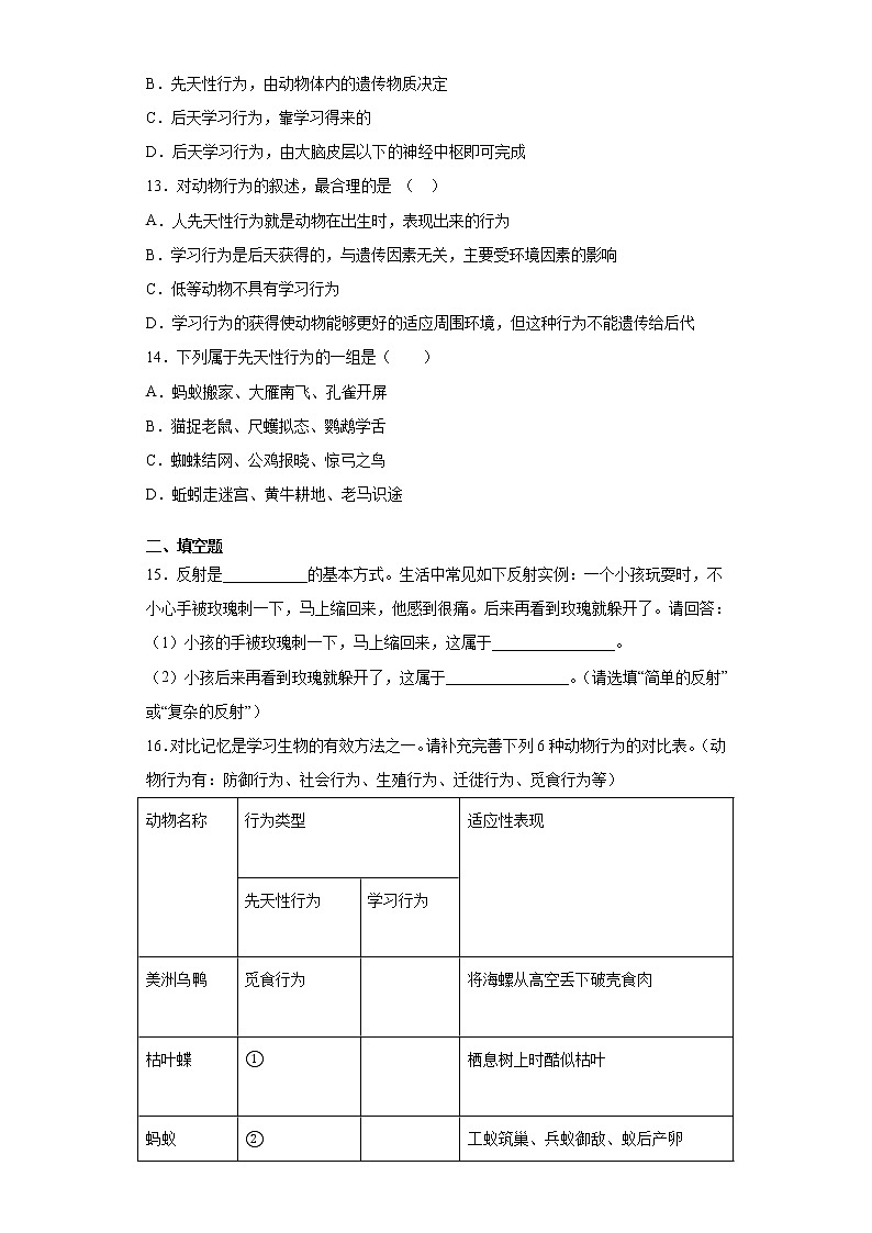 3.4 动物的行为-八年级科学上册  同步教学课件+练习(浙教版)03