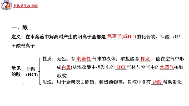 2022年广西南宁市上林县民族中学中考专题复习常见的酸、碱和盐课件PPT03