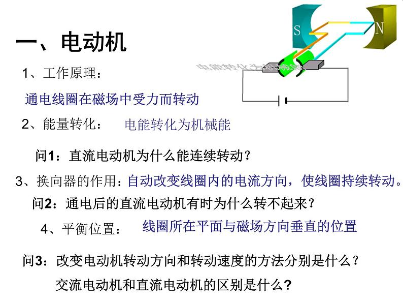 浙教版八下科学 1.4电动机 复习 课件03