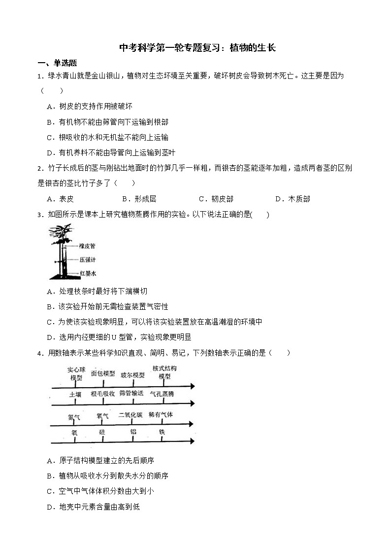 2022届中考科学第一轮专题复习：植物的生长解析版第1页