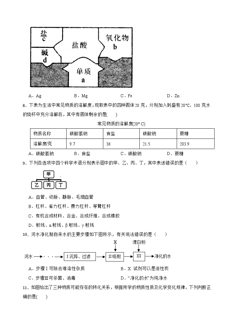 初中科学2022年中考二轮复习专题：图表分析解析版第3页
