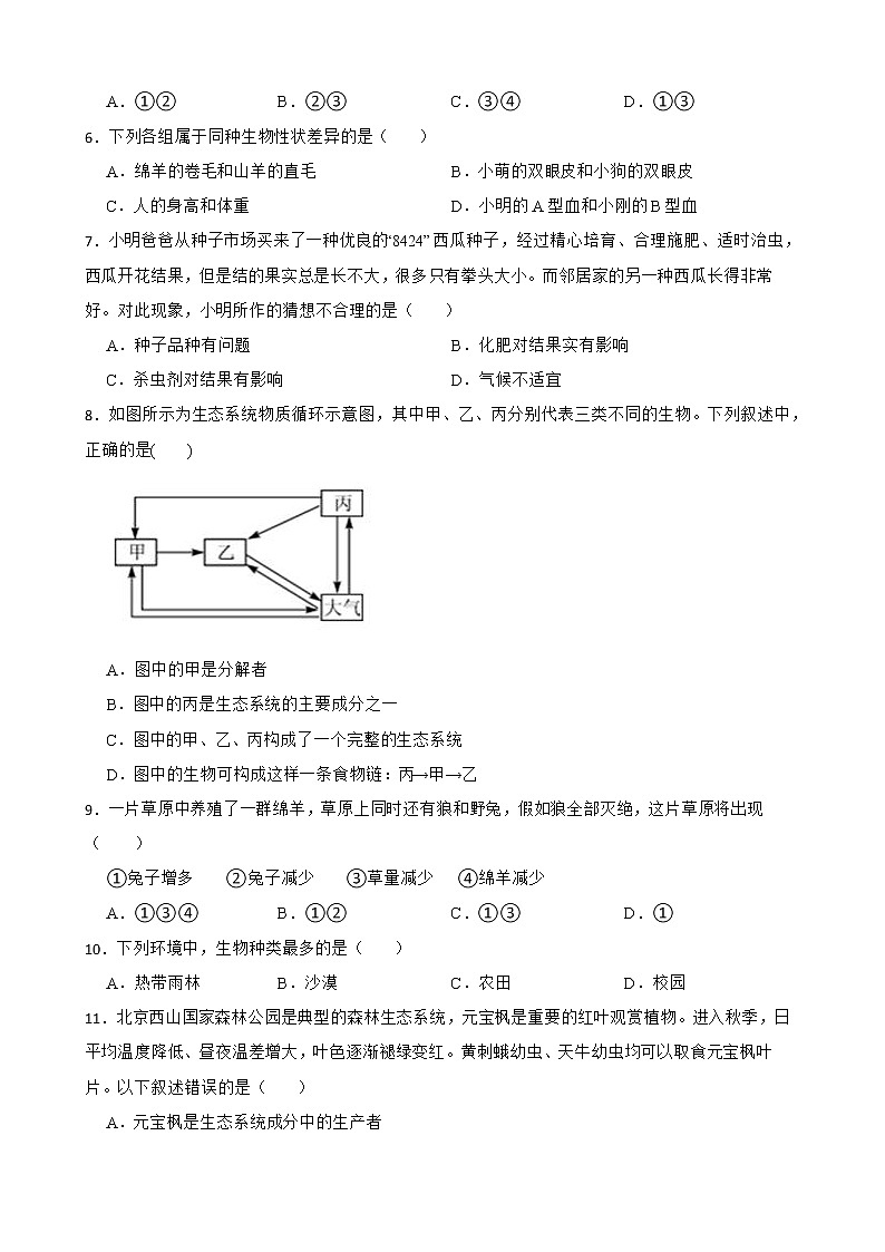 2022届中考科学第一轮专题复习：生态系统解析版第2页