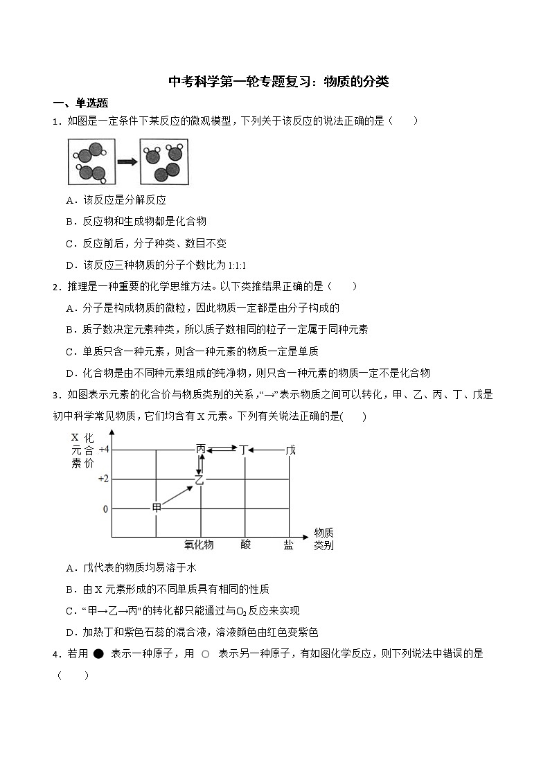 2022届中考科学第一轮专题复习：物质的分类解析版第1页