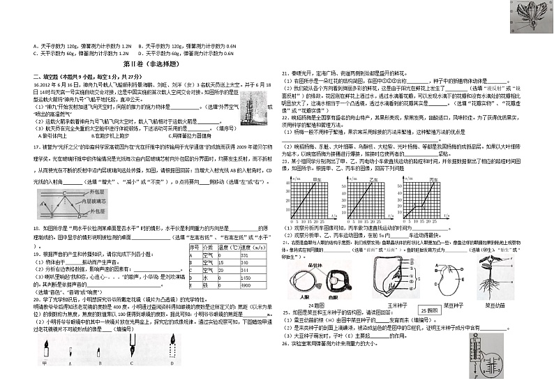 浙江省舟山市定海七中2021-2022学年第二学期期中检测试卷 七年级科学（word版 无答案 1.1-3.3）02
