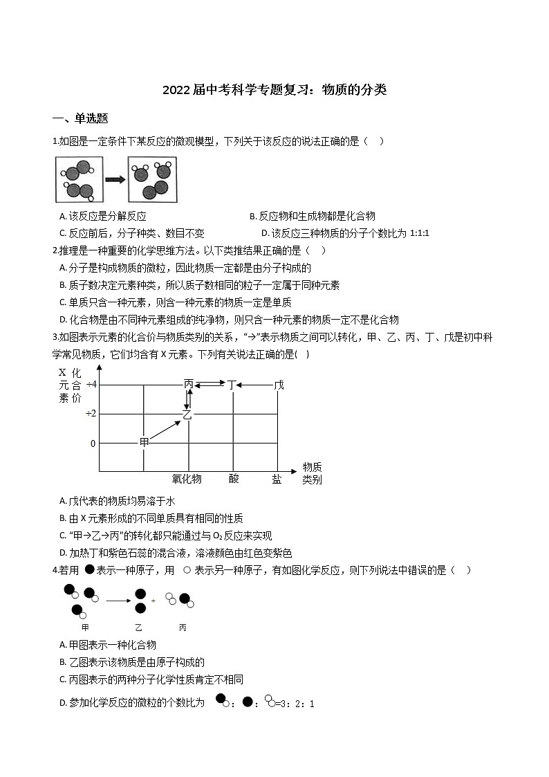 2022年浙江省中考科学专题复习9 物质的分类01
