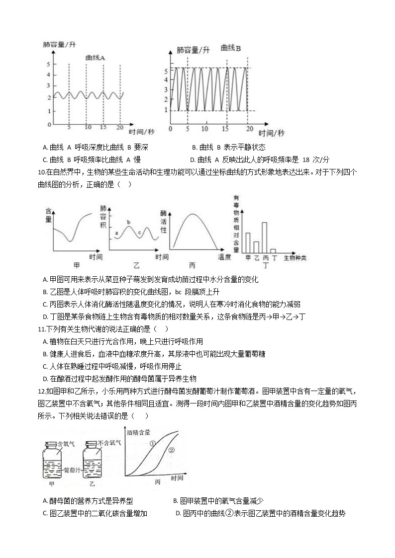 2022年浙江省中考科学专题复习10 呼吸与呼吸作用03