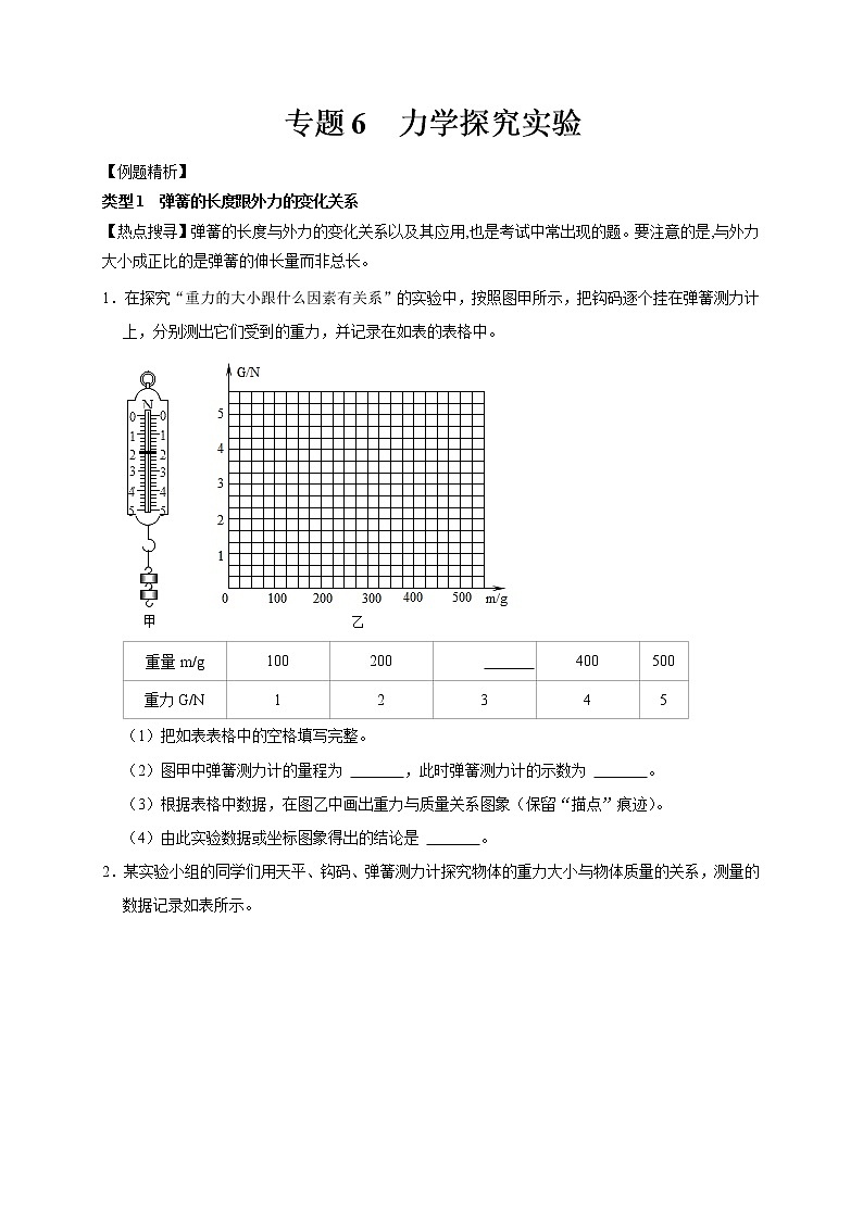 专题6 力学探究实验（原卷版）第1页