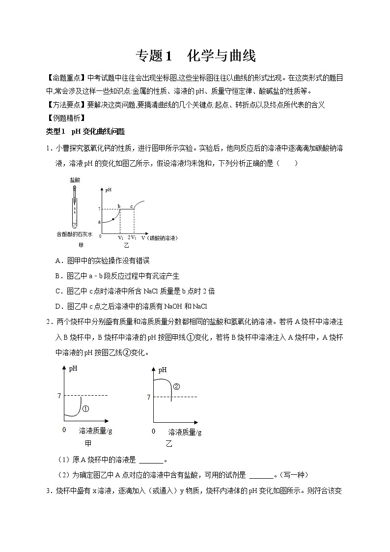 专题1 化学与曲线（原卷版）第1页