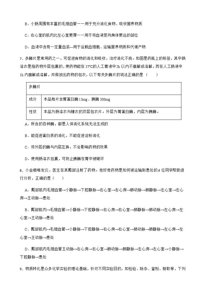 浙江省杭州市九年级上学期科学期末考试试卷及答案第3页