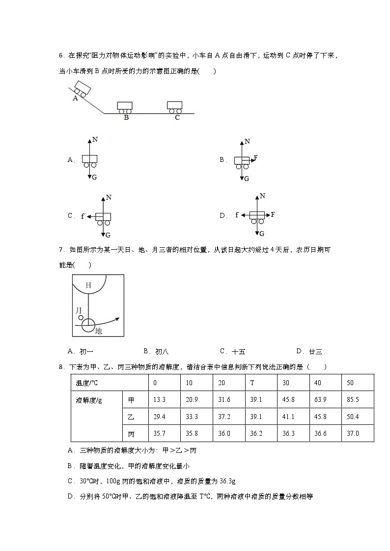 2022年浙江省温州市中考模拟科学自测卷(word版含答案)第3页