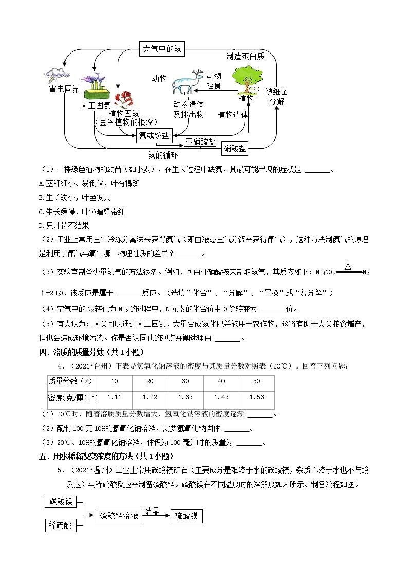 04解答题-浙江省11市2021年中考科学化学部分真题知识分类汇编(共15题)第2页