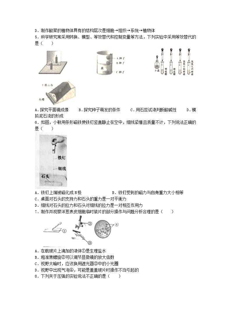 2022年浙江省绍兴市中考真题科学卷及答案（文字版）02